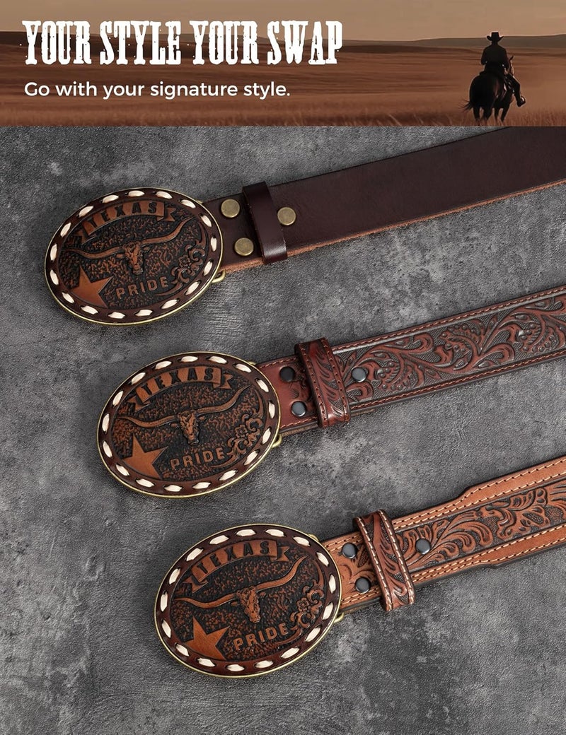 Biybletes Store Western Belt Buckle – 3D Engraved Genuine Leather Cowboy & Cowgirl Belt Buckle Fits 1.5 Inch Belts - Image 4